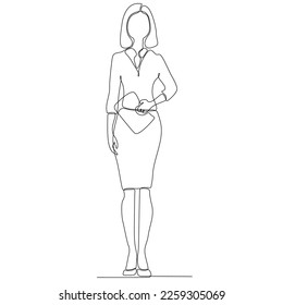 
continuous line of career woman vector illustration