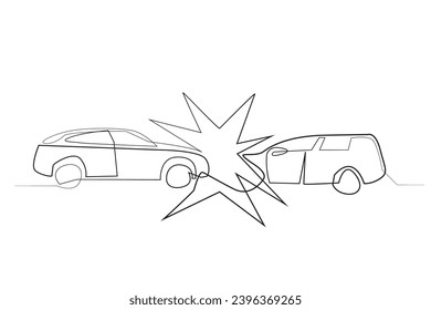 continuous line of cars crashing.abstract art line of cars having a crash.traffic accident.psychiatric insurance.isolated white background