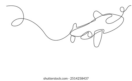 durchgehende Linie Cartoon plane.one Linie Zeichnung der niedlichen Cartoon plane.toy Ebene Symbol Linie art.vector illustration.einzelne weiße Hintergrund