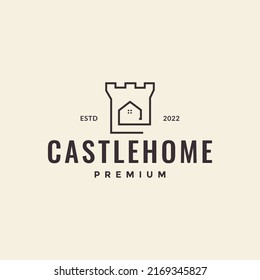 continuous line castle home logo design vector graphic symbol icon illustration creative idea