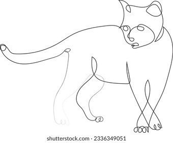 Continuous line, cat drawing, animal, cat minimalistic, vector illustration for t-shirt, stylish graphic print design slogan