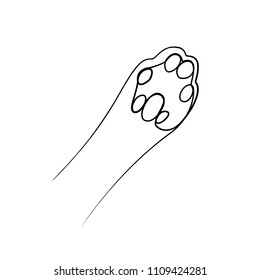Continuous line cat feet. Cat's pads.