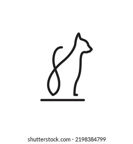 diseño de logotipo de gatos de línea continua