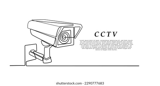 continuous line of cctv cameras.cctv single line vector.single line security camera.security monitoring camera.