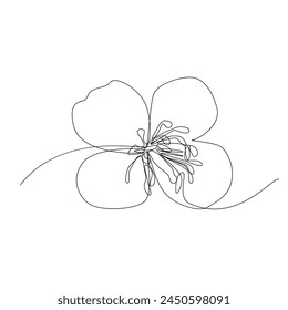 Continuous Line Celandine Flower, Minimal Chelidonium Majus Blossom Drawing, One Line Art Greater Celandine, Tetterwort, Healing Herbs Logo