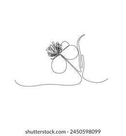 Continuous Line Celandine Flower, Minimal Chelidonium Majus Blossom Drawing, One Line Art Greater Celandine, Tetterwort, Healing Herbs Logo