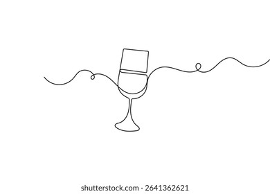 Continuous line champagne cheers clinking glasses art