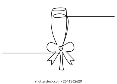 Continuous line champagne cheers clinking glasses art