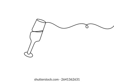 Continuous line champagne cheers clinking glasses art