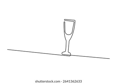 Continuous line champagne cheers clinking glasses art