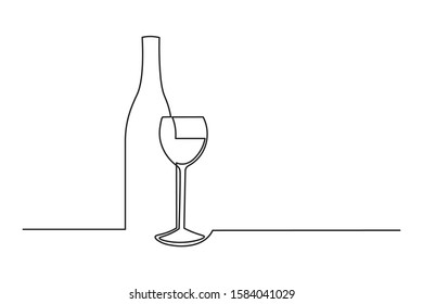 Continuous line Champagne glass Drink celebrate the party Happiness Simple hand drawn