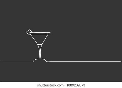Continuous line Champagne glass Drink celebrate the party Happiness Simple hand drawn
