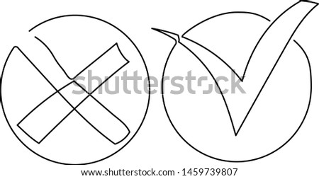 
Continuous line check mark list icons set. White background black line. Design element.