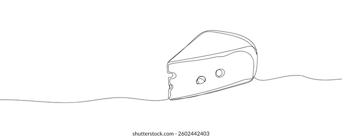 Continuous line, cheese block with transparent background.