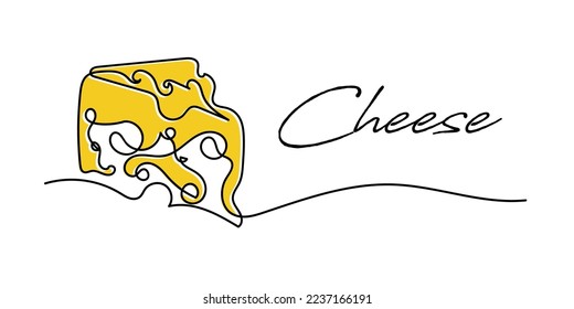 continuous line of cheese. cheese one line concept. one line drawing of cheese isolated on white background