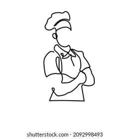 línea continua de chefs. una línea de arte de la profesión de chef con estilo y mano