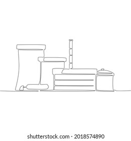 Continuous Line for Chemical Industry Vector Illustration.
