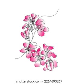 continuous line of cherry blossoms. line drawing of cherry blossoms, suitable for wall decoration, room decoration. cherry blossom doodle artwork