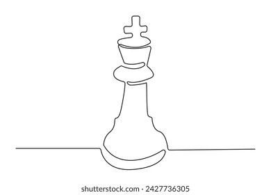 continuous line of chess king.one line drawing of king of chess pieces.world chess day background