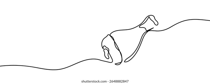 Continuous line, chicken leg, cooking Minimal hand drawn line vector cut out background.