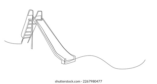 continuous line of children's slide. toys in park.kids slide one line concept.childhood toys on playground