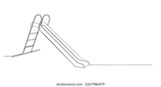 continuous line of children's slide. toys in park.kids slide one line concept.childhood toys on playground