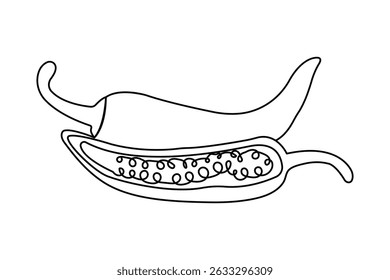 Continuous line chili illustration isolated vector