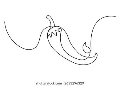 Continuous line chili illustration isolated vector