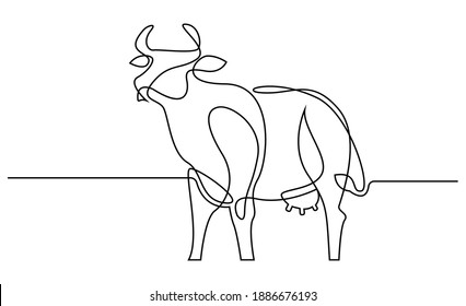 Continuous line Chinese new year 2021 year of the cow. Trendy one line draw design vector illustration.