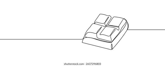 Continuous line chocolate bar Line Art Vector Transparent Background.