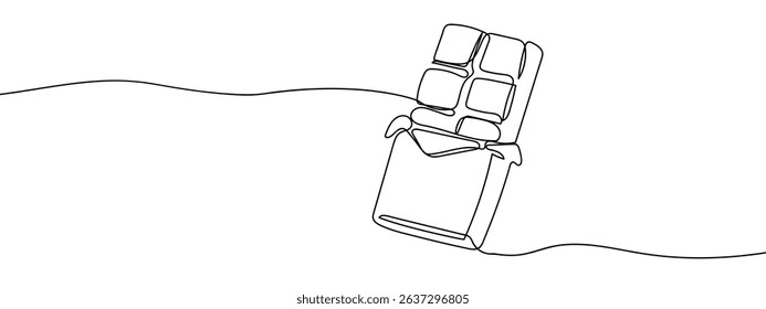 Continuous line chocolate bar Line Art Vector Transparent Background.