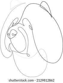Chow Chow Chow Chow. Einzeilige minimale Hundeart, Vektorgrafik. Porträt
