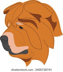 Continuous line Chow Chow. Single line minimal style dog vector illustration. Portrait.