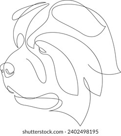Continuous line Chow Chow. Single line minimal style dog vector illustration. Portrait.