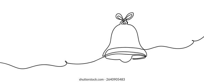 Continuous line Christmas bell Vector lines, cut background.