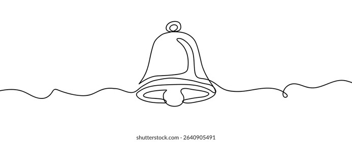 Continuous line Christmas bell Vector lines, cut background.