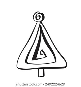 Continuous Line Christmas Tree Vector Icon, Happy Xmas Monoline Spruce, New Year Pines Holiday Silhouettes, One Line Christmas Tree Shapes Illustration