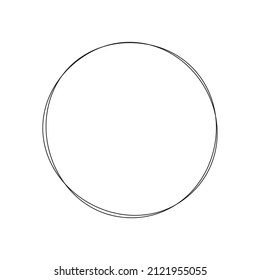 Continuous line circle. Minimalism linear art concept. Vector isolated on white.