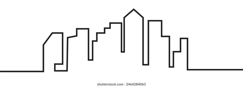 Línea continua de construcción de la ciudad. Un solo contorno de construcción continua de paisaje urbano. Ilustración vectorial de trazo editable Fondo de construcción.  EPS 10