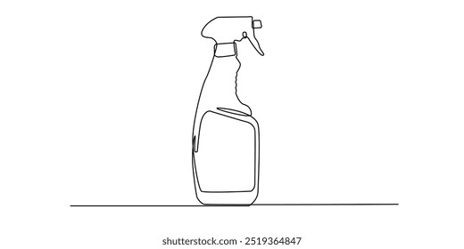 linha contínua de limpeza borrifador garrafa.um desenho de linha de limpeza spray.única linha vetor ilustração.fundo branco isolado