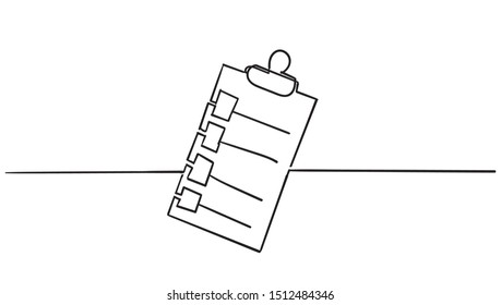 continuous line Clipboard icon design template handddrawn doodle style