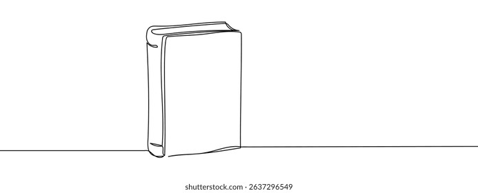 Continuous line, closed book Line Art Vector Transparent Background.