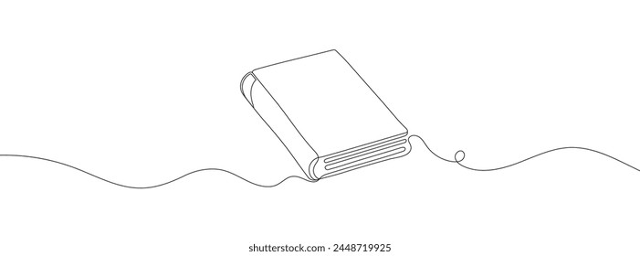 Continuous line of closed book. Vector illustration one line drawing