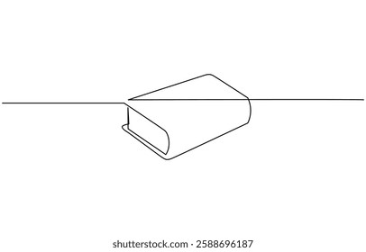 Continuous line of closed book. Vector illustration one line drawing, Closed book and bookmark Line art vector illustration.