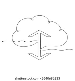  continuous line. Cloud icon vector for web and mobile app. cloud sign and symbol