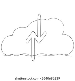  continuous line. Cloud icon vector for web and mobile app. cloud sign and symbol
