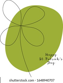 Continuous line clover. Vector line art. Happy Patrick's Day. Perfect for card, invitation, poster, print
