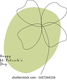 Continuous line clover. Vector line art. Happy St. Patrick's Day. Perfect for card, invitation, poster, print, sticker