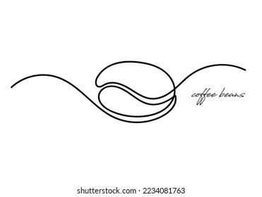 continuous line of coffee beans. one line drawing of coffee beans. line art of coffee beans on white background