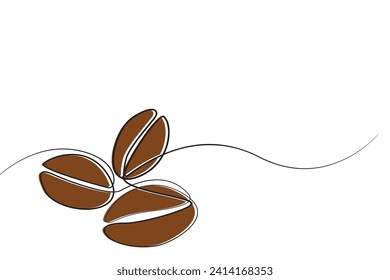 línea continua de granos de café. dibujo de una línea de granos de café. arte de línea de granos de café sobre fondo blanco